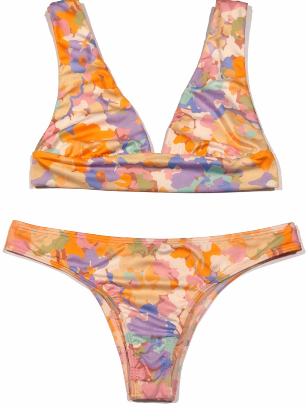 Billabong Floral Camo Bikini Set - Orange, Purple, Pink, Green